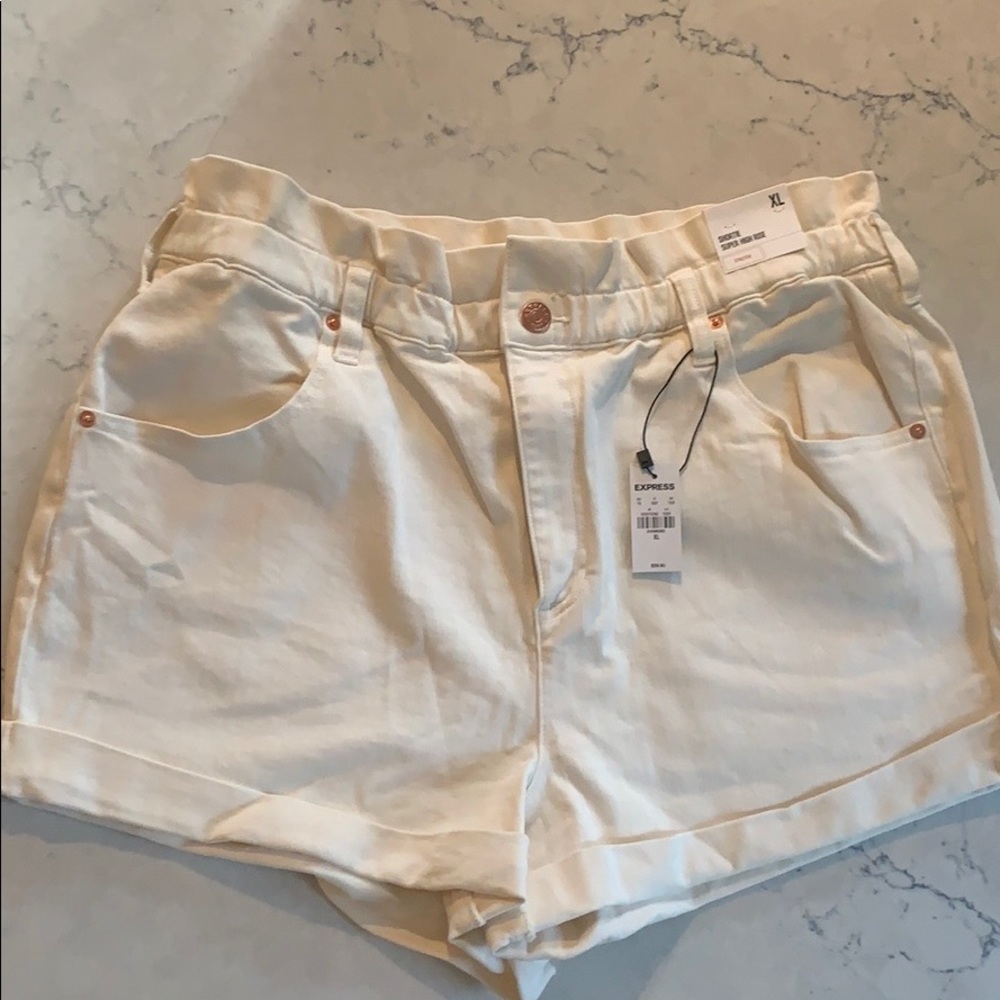 Express Shortie Super High Rise in white